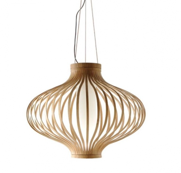 Lámpara colgante de 1 luz Dalia de madera