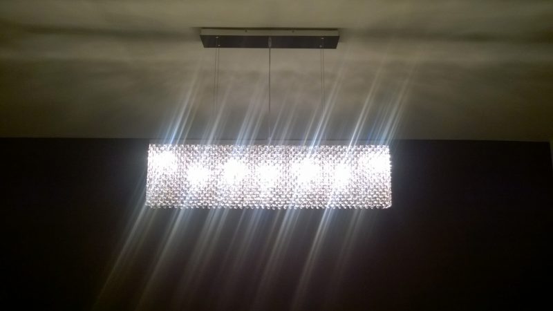 Lámpara Colgante Rectangular con cristales europeos (PRODUCTO DE