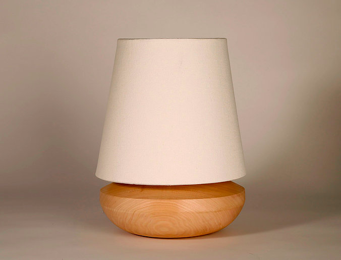 Velador Iggy con base de madera maciza torneada y pantalla de lino