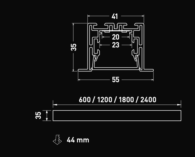 Luminaria led lineal de empotrar en pared o techo Linear (varios tamaños)