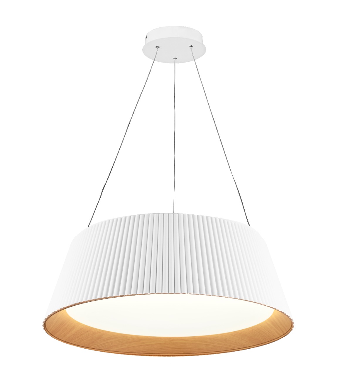 Lámpara colgante WoodWhite exterior blanco interior madera - Boutique de Luz