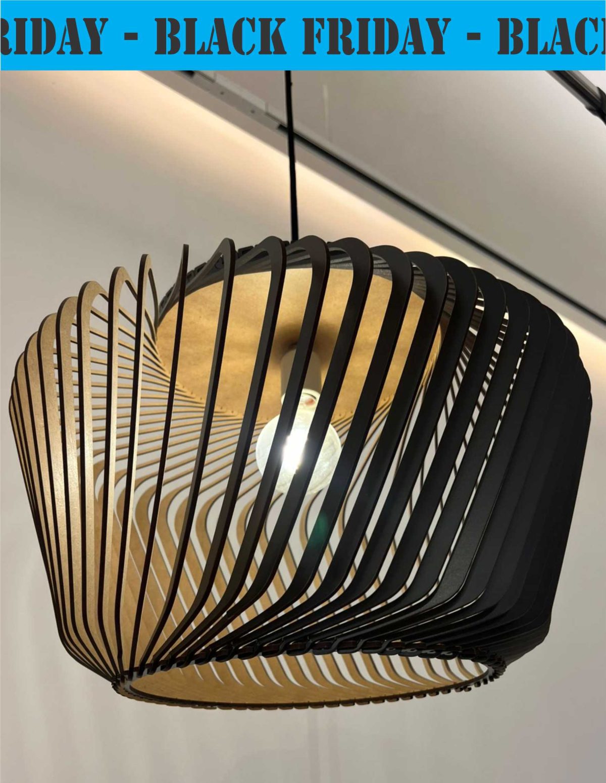 BLACK FRIDAY – UNICA UNIDAD Lámpara colgante Bombay XL fabricada en madera color negro